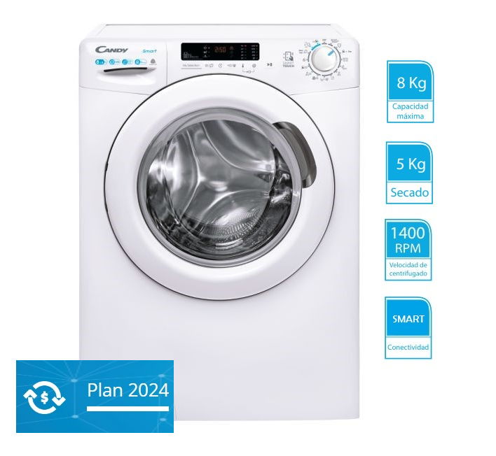 CANDY CSW4852DE 1400rpm 8 + 5kg Guía del usuario de la lavadora secadora  Smart Touch