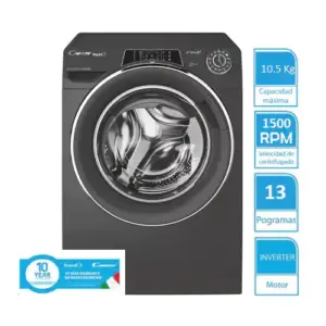 Lavarropa Candy RapidÓ Inverter 10.5 kg, 1500 RPM, 16 programas