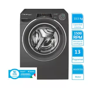 Lavarropa Candy RapidÓ Inverter 10.5 kg, 1500 RPM, 16 programas